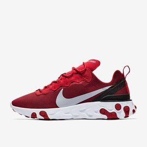 Red Nike React Element 55 Athletic Shoe